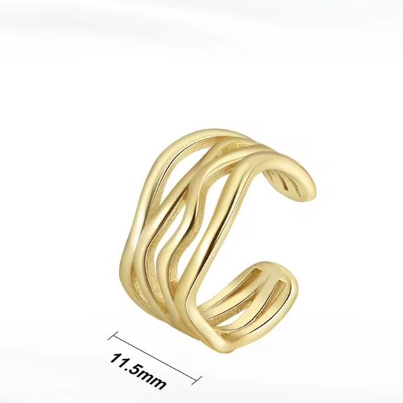 ENA 925 Sterling Silver Elegant Wavy Design Ring - Picture 6 of 6